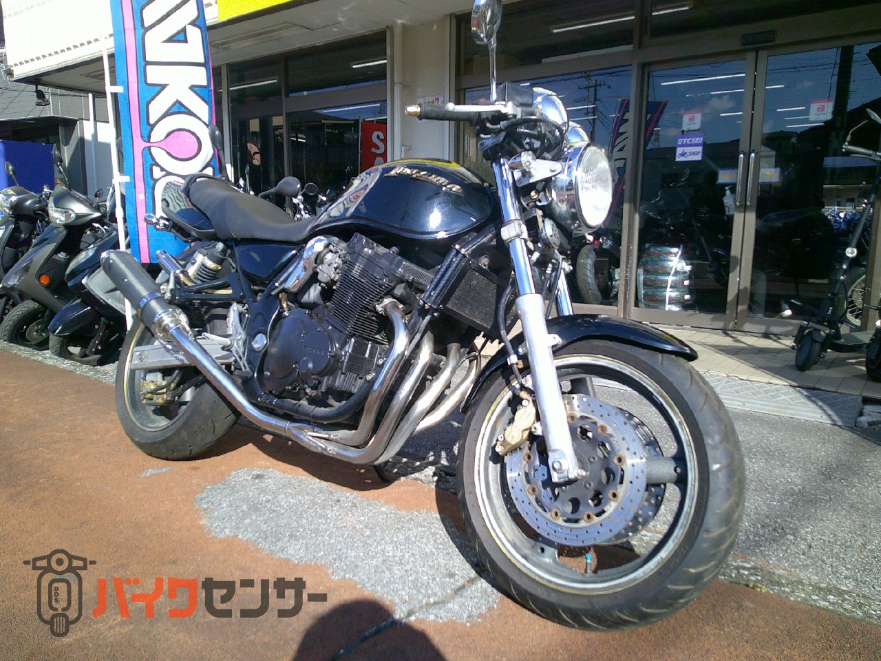 スズキ INAZUMA400油冷エンジン カーボンマフラー セパハン バック