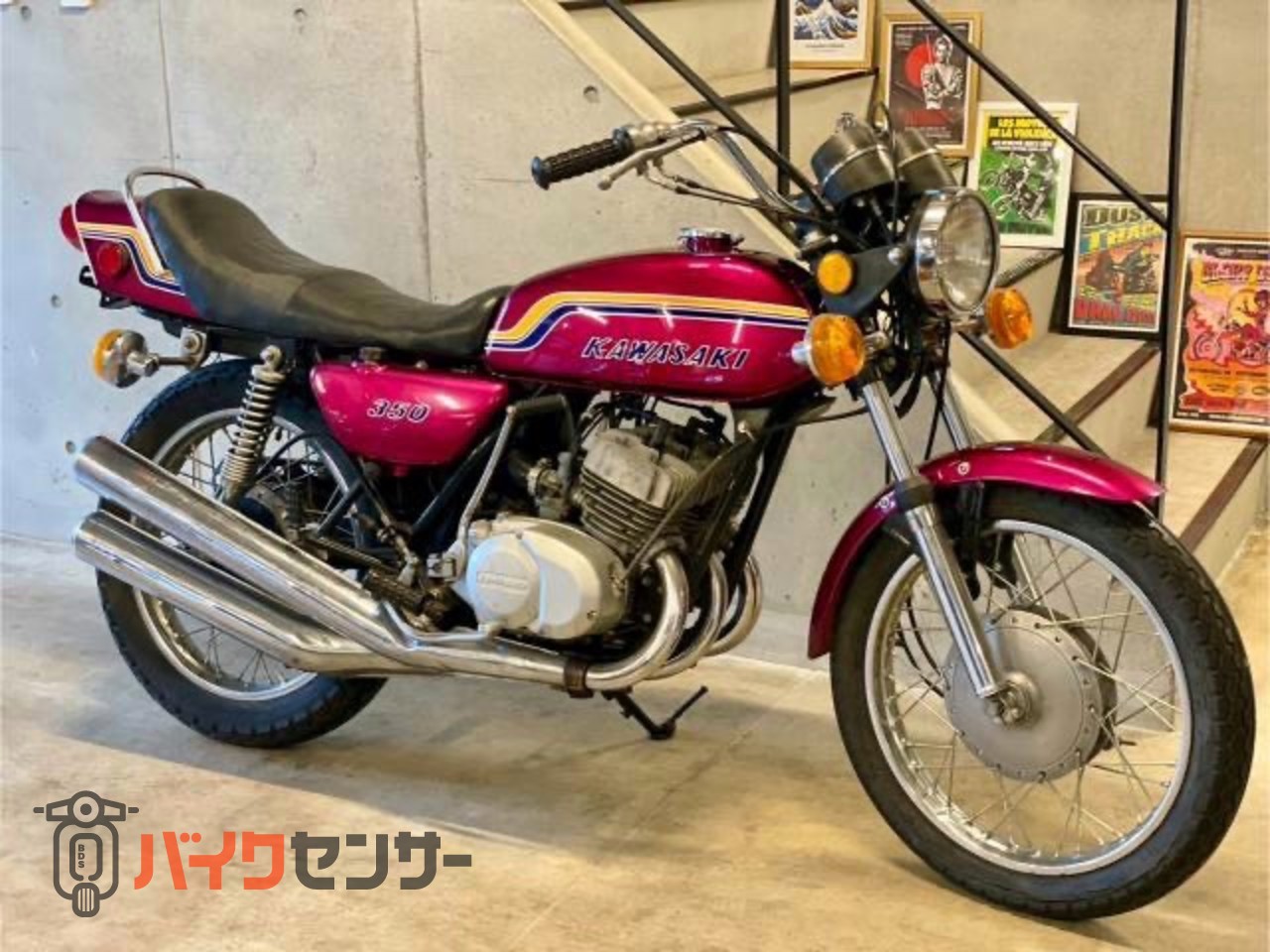 カワサキ 350SS マッハ2 チェリーレッド 初期型 SSライン あんこ
