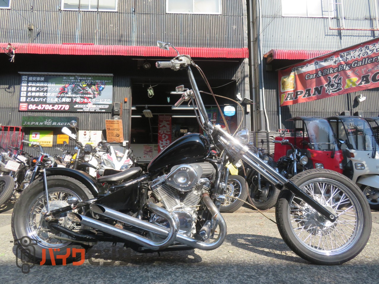 ホンダ スティード400 ブラックカラー ロングアップハンドルロー