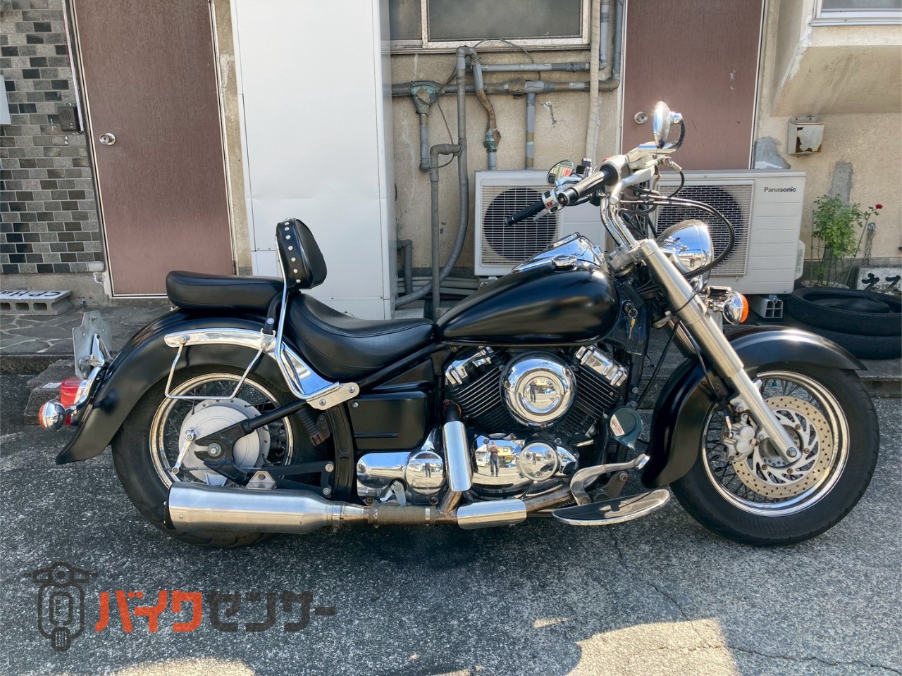 ヤマハ ドラッグスター400クラシック マットブラック塗装 社外ワイド