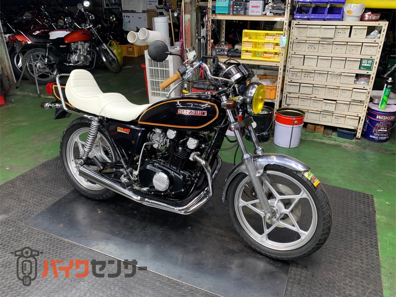 スズキ GS400 クロスメガホンマフラー チョビ段シート アップハンドル 