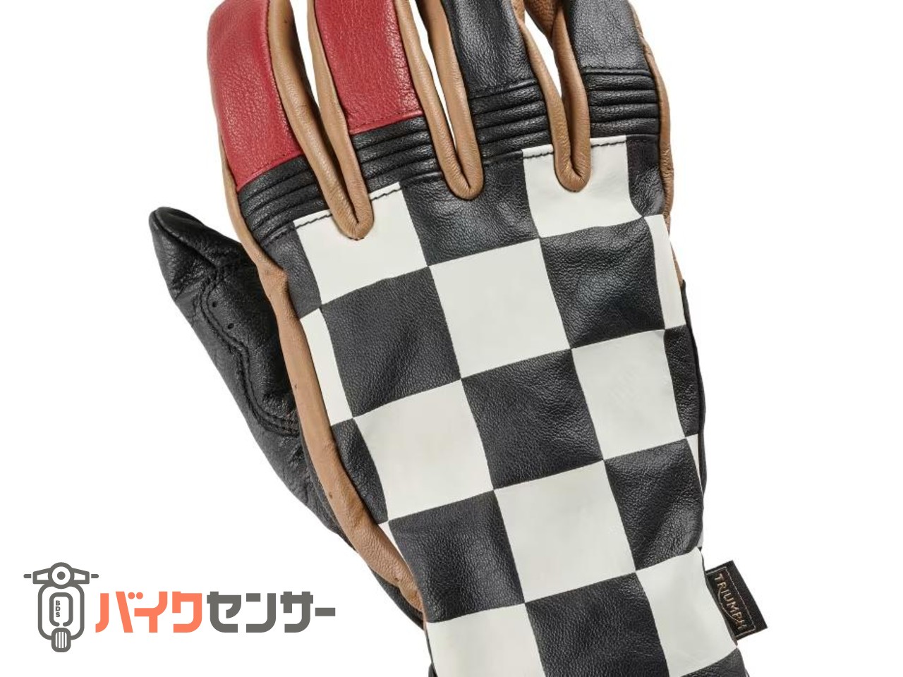 トライアンフ　バイク用レザーグローブ　サイズM トライアンフ Checkerboardレザーグローブ BLACK/GOLD MGVS24407